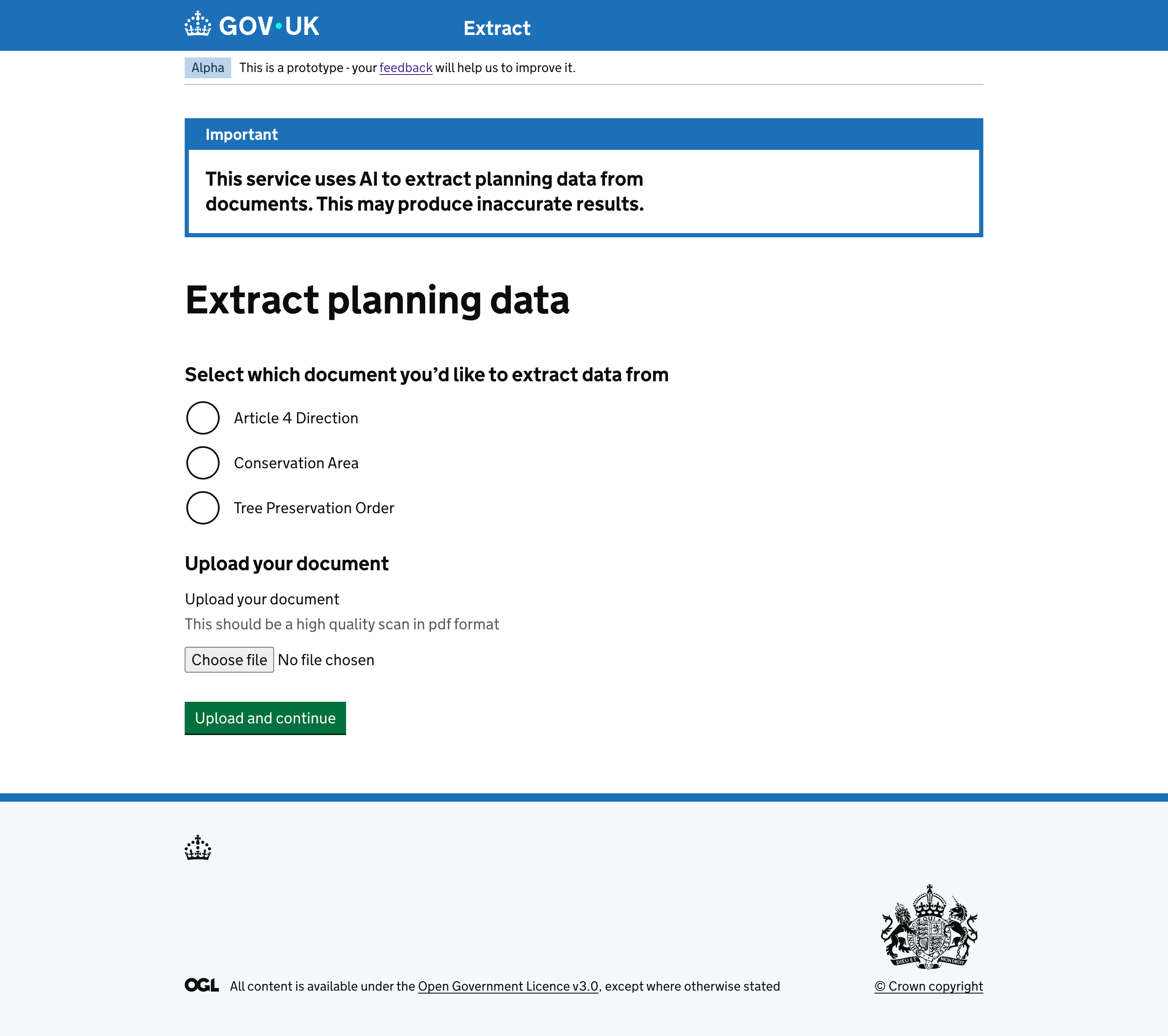 The first part of the journey is uploading planning documents.
