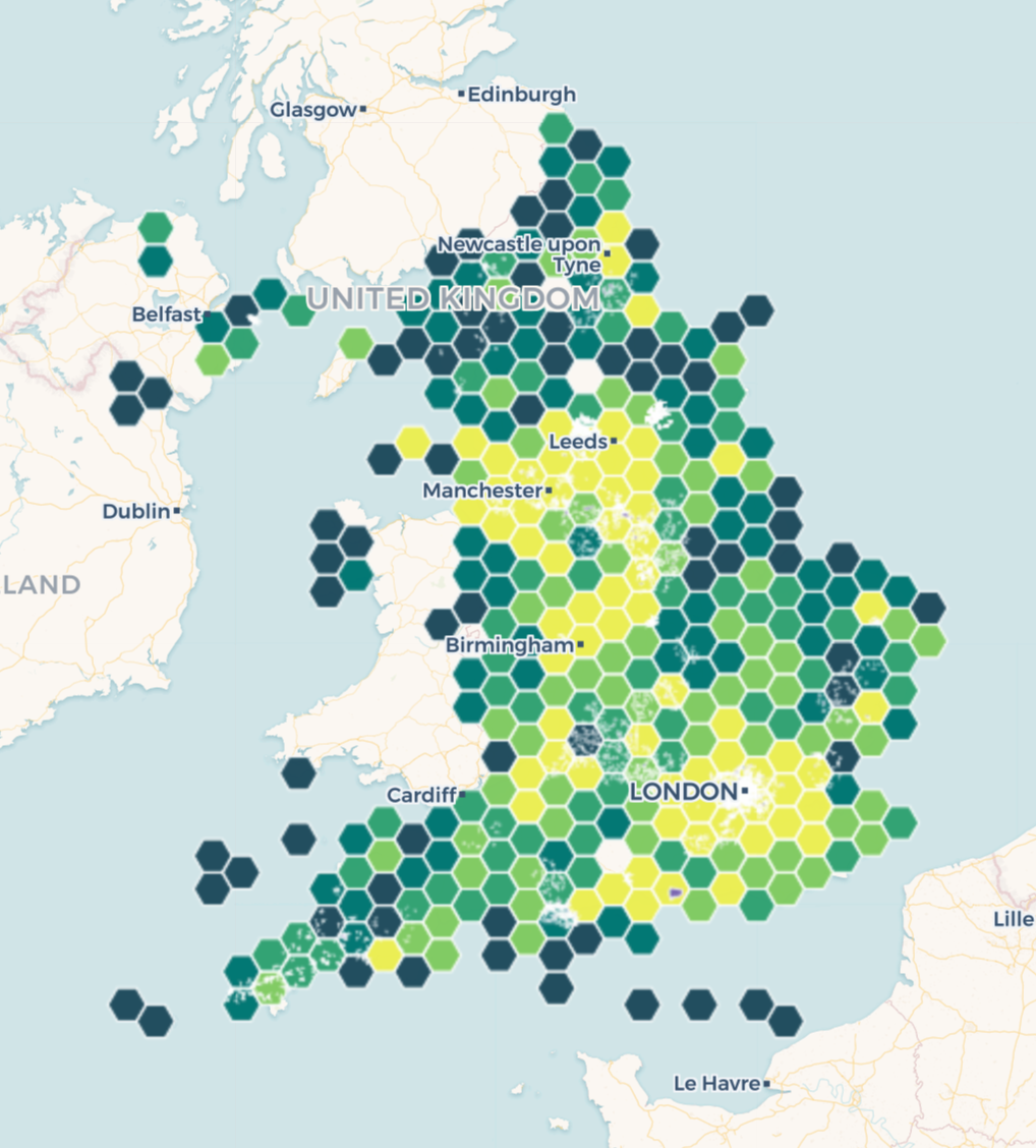 Screenshot of a carto map of brownfield sites